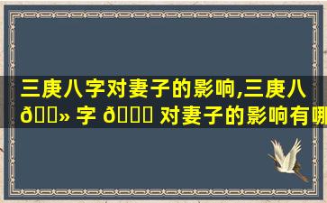 三庚八字对妻子的影响,三庚八 🌻 字 🐎 对妻子的影响有哪些